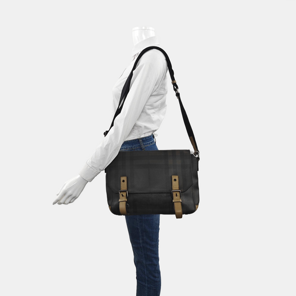 Coated Canvas Shoulder Bag Brown