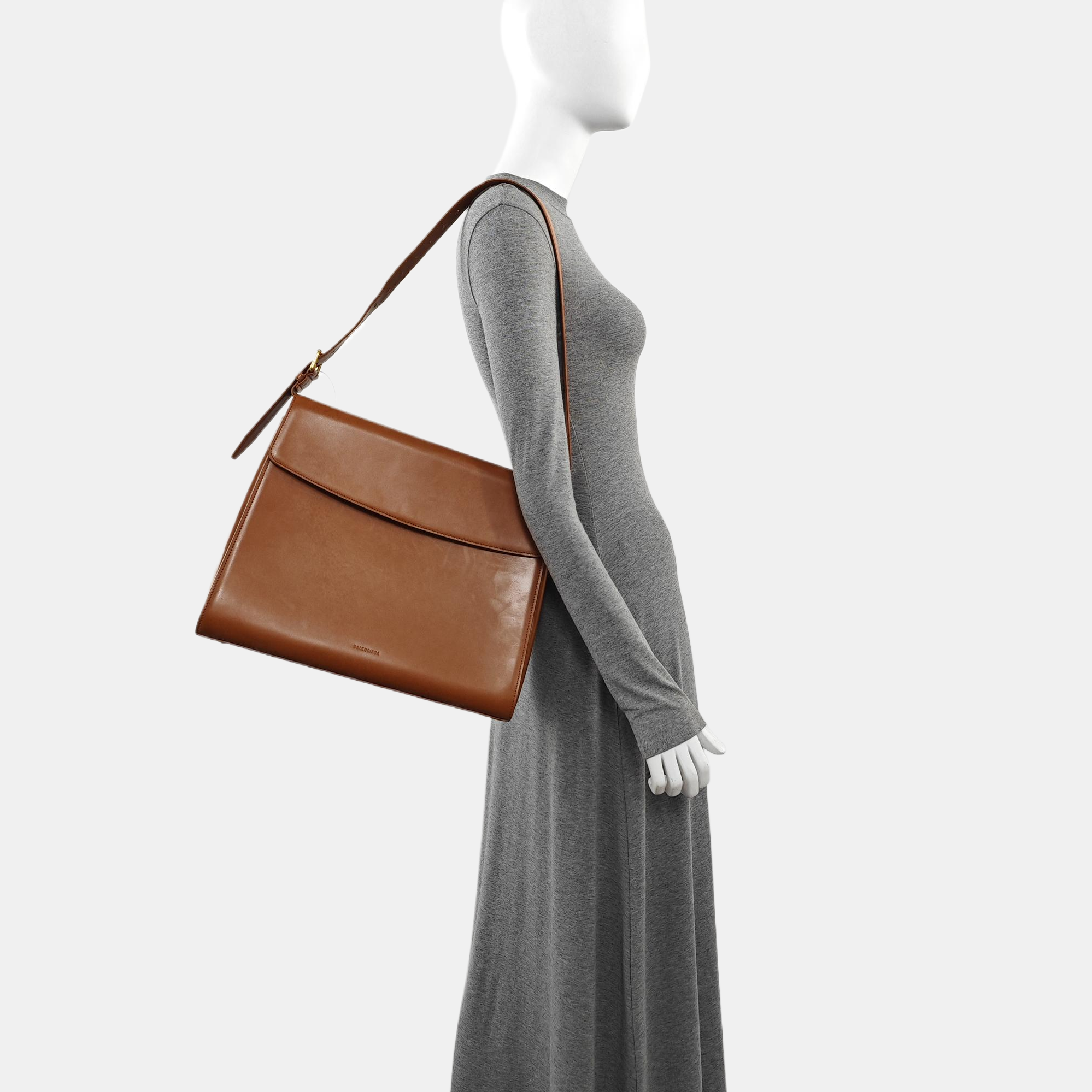 Calfskin Shoulder Bag Brown