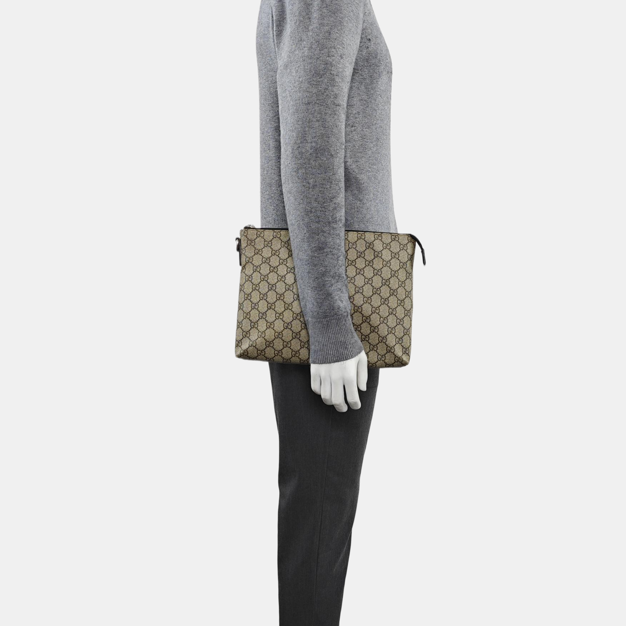 Monogram Coated Canvas Clutch Brown