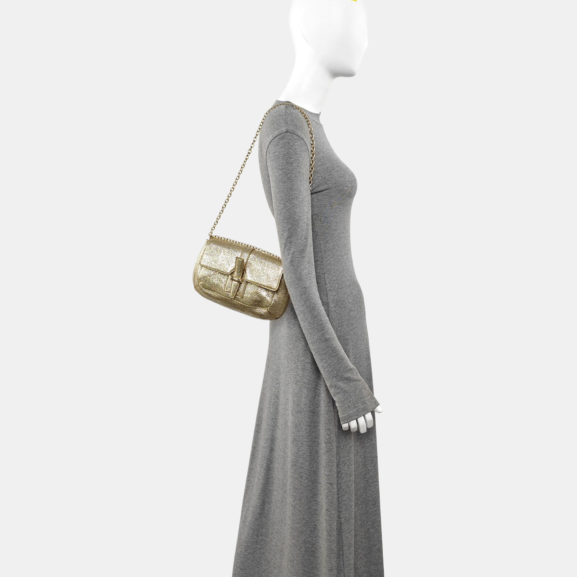 Special Material Shoulder Bag Gold