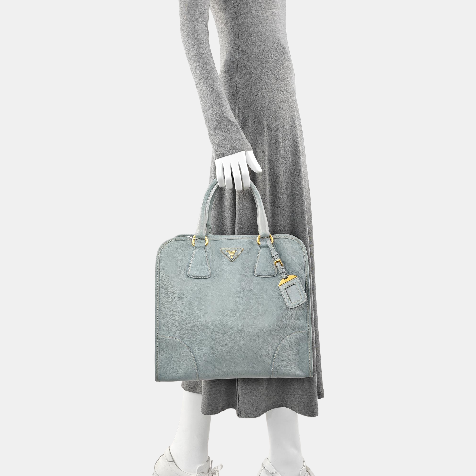 Saffiano Calfskin Top Handle Bag Blue