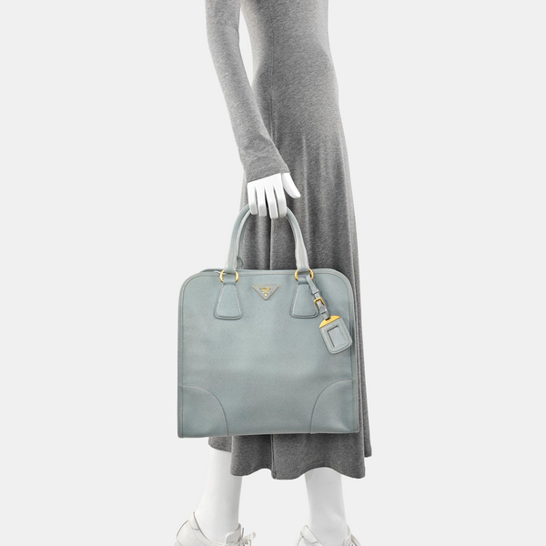 Saffiano Calfskin Top Handle Bag Blue