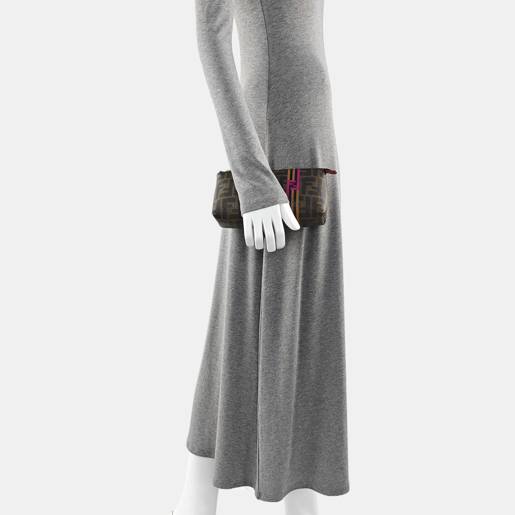 Coated Canvas Clutch Brown