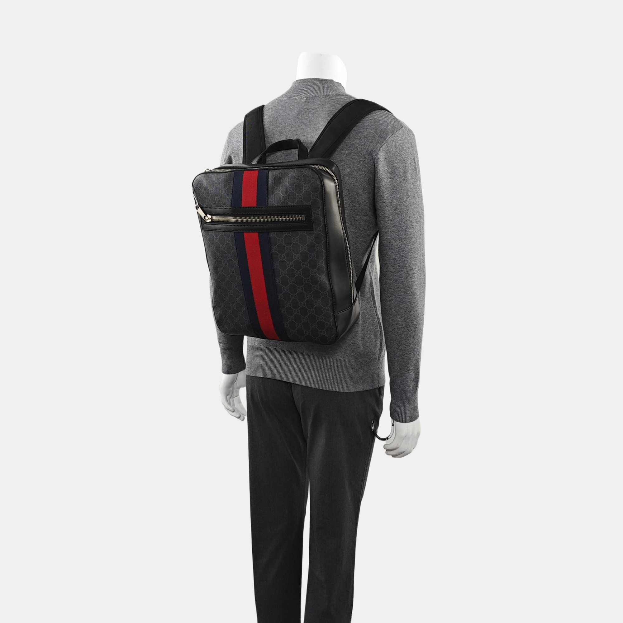 Monogram Coated Canvas Backpack Black