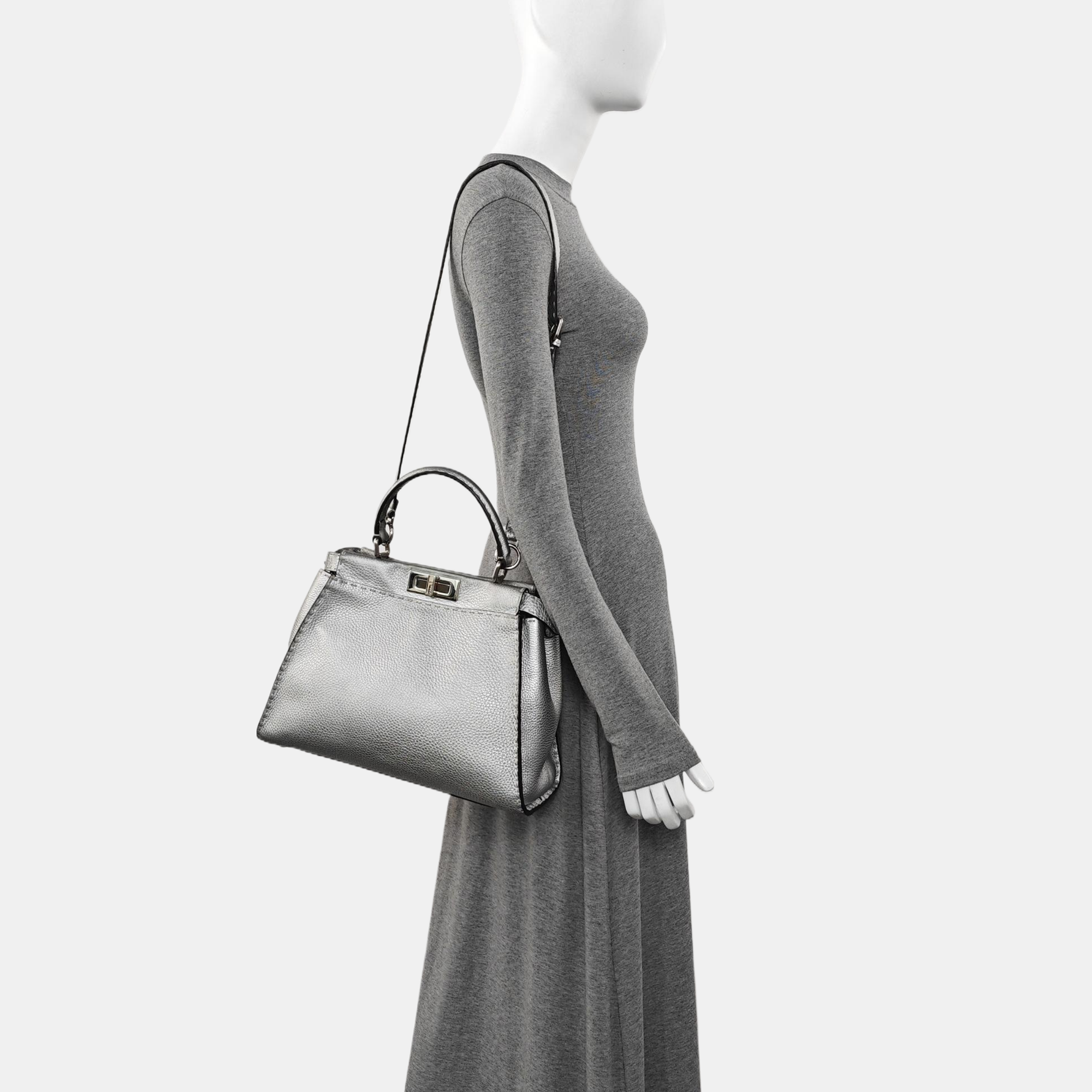 Peekaboo Medium Calfskin Silver