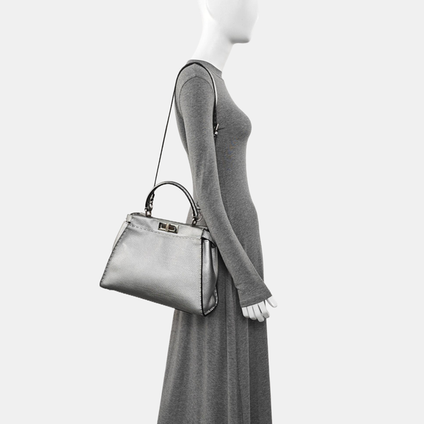 Peekaboo Medium Calfskin Silver