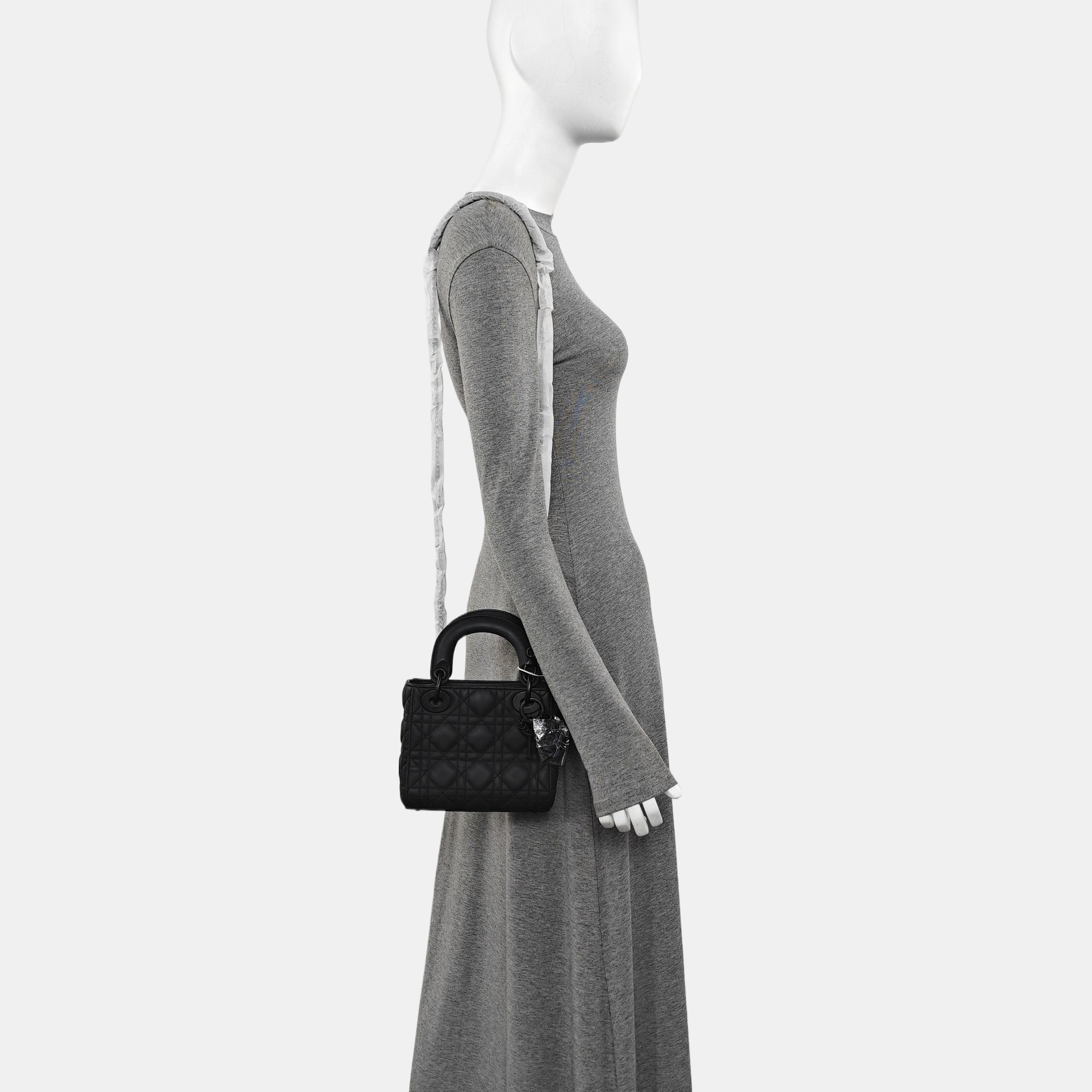 Lady Dior Mini Cannage Calfskin Black