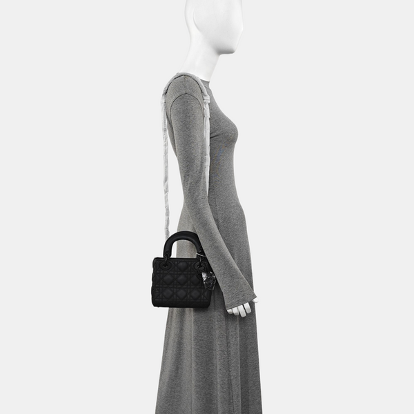 Lady Dior Mini Cannage Calfskin Black