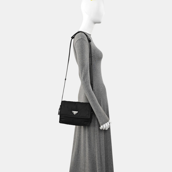 Nylon Shoulder Bag Small Black