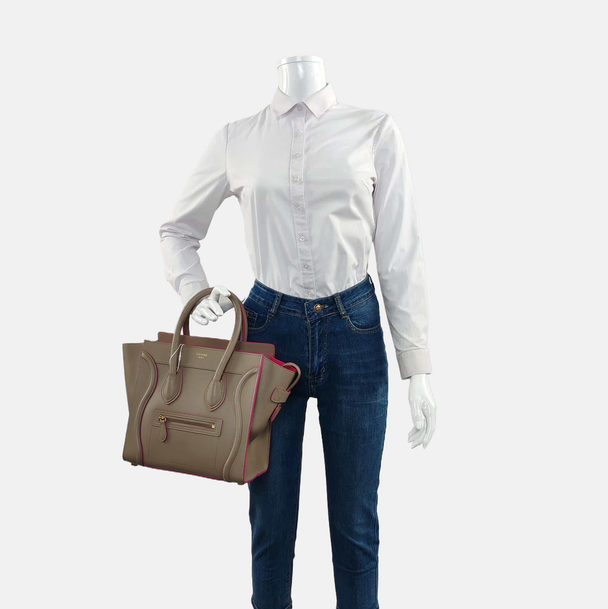 Authenticated pre-owned  LUGGAGE Micro Calfskin Gray - Tote Bag at Looply