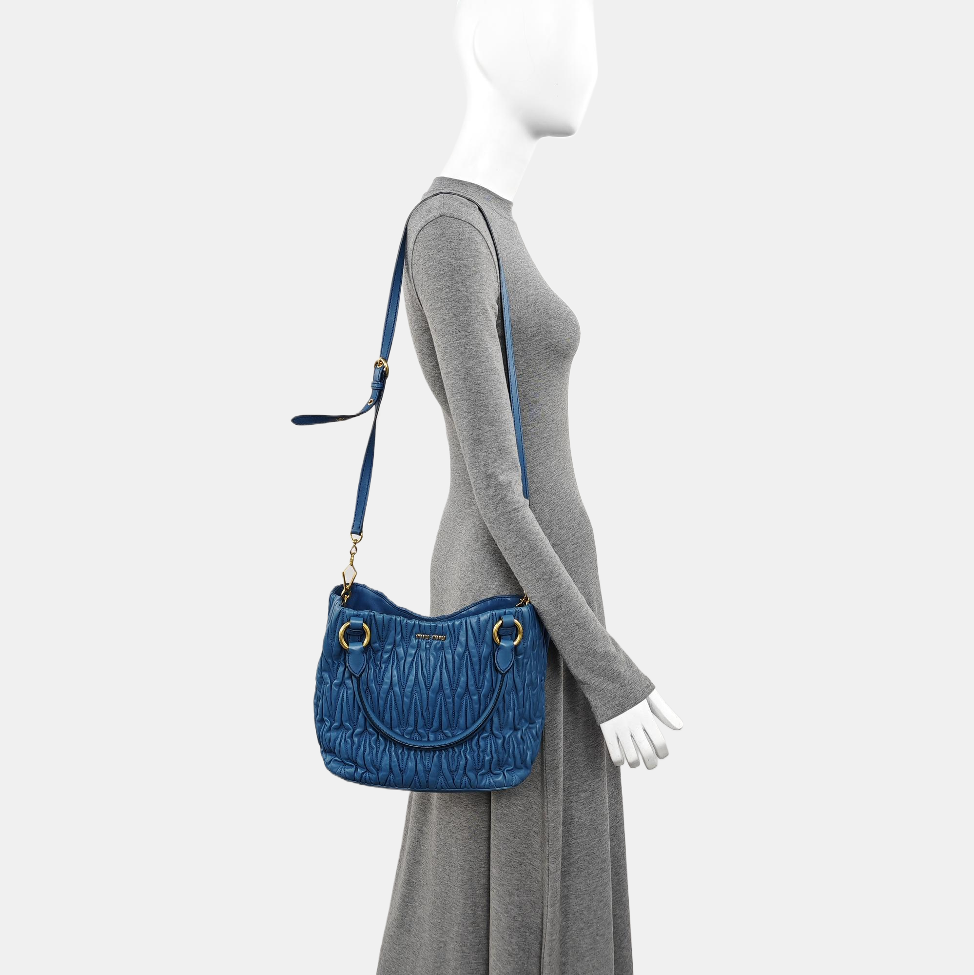 Quilted Lambskin Tote Bag Blue