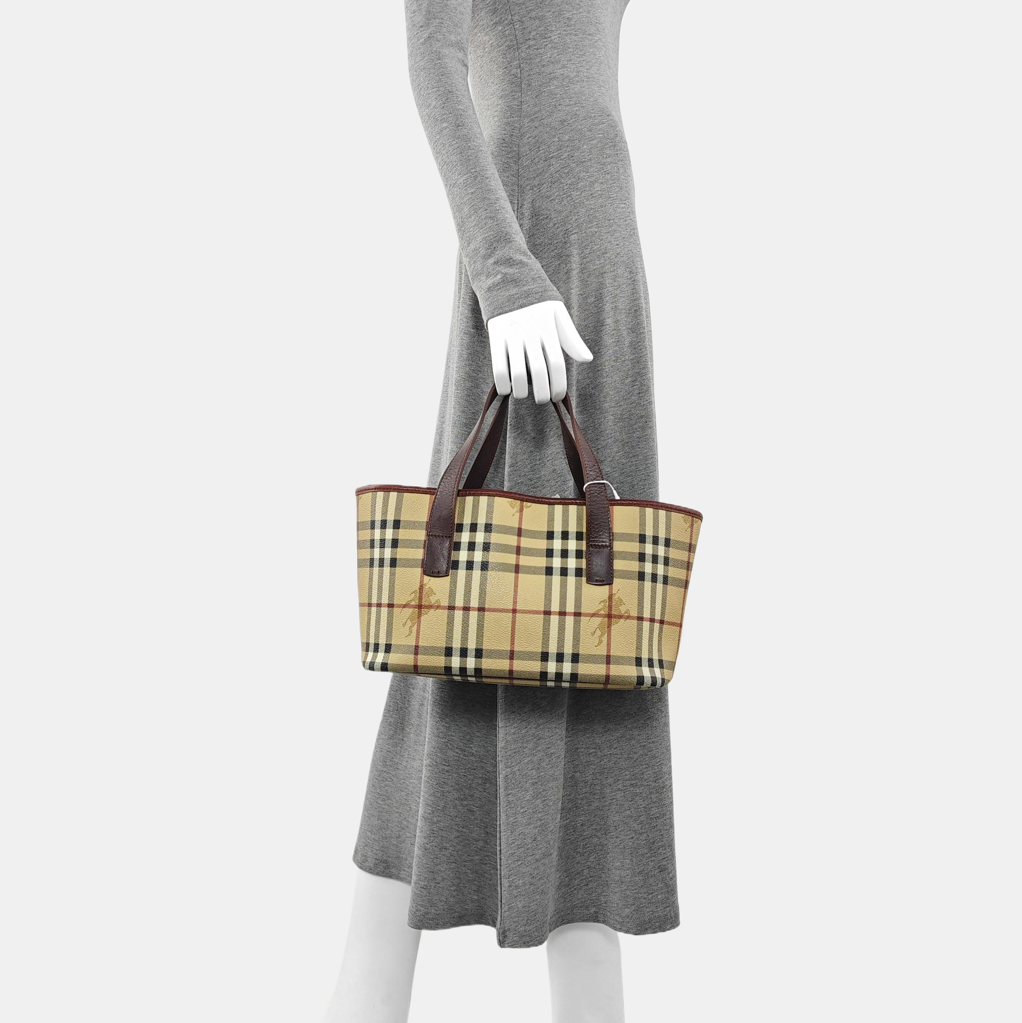 Coated Canvas Top Handle Bag Beige