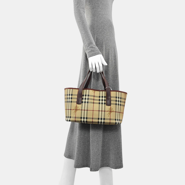 Coated Canvas Top Handle Bag Beige