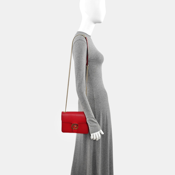 Interlocking G Small Calfskin Red