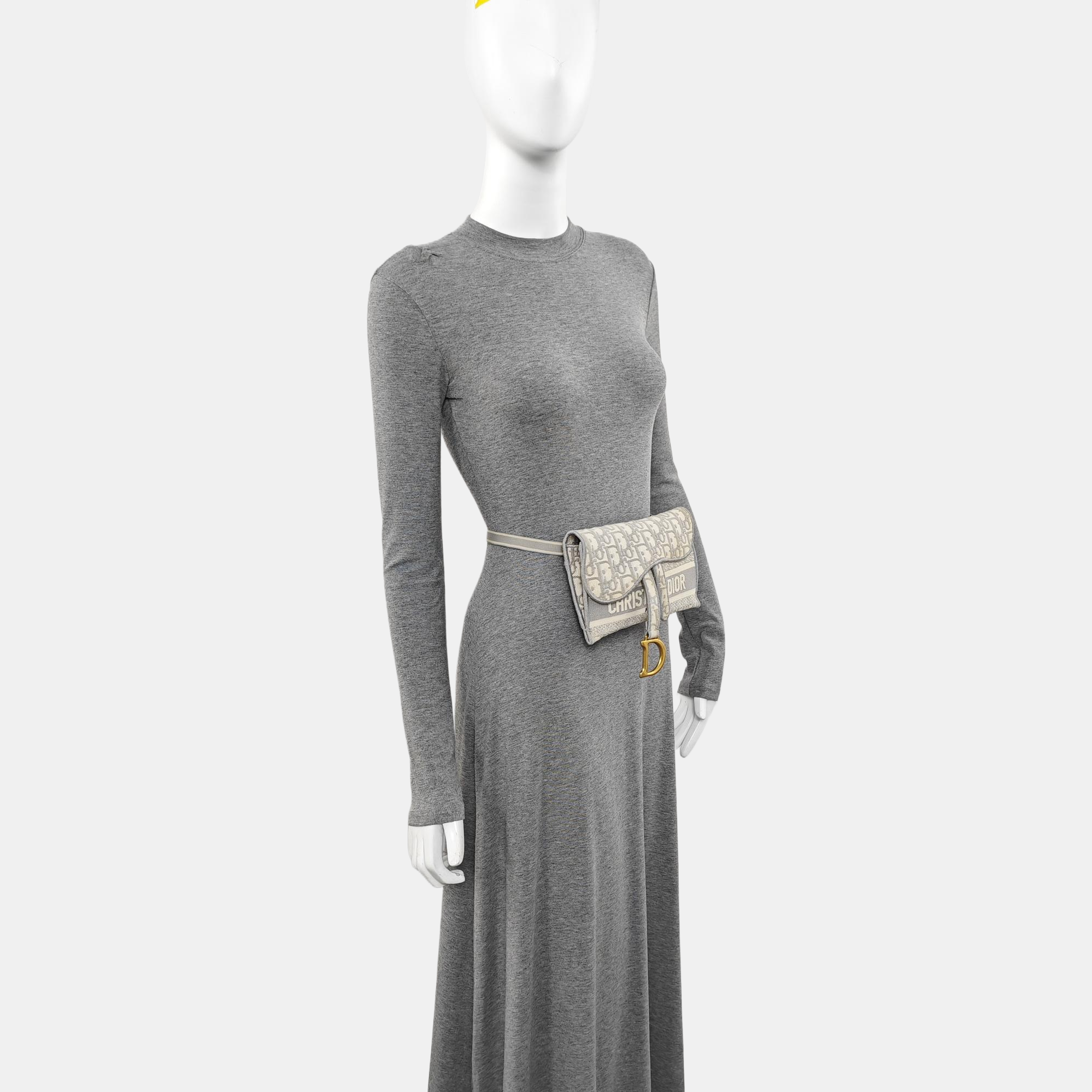 Saddle Mini Oblique Canvas Gray