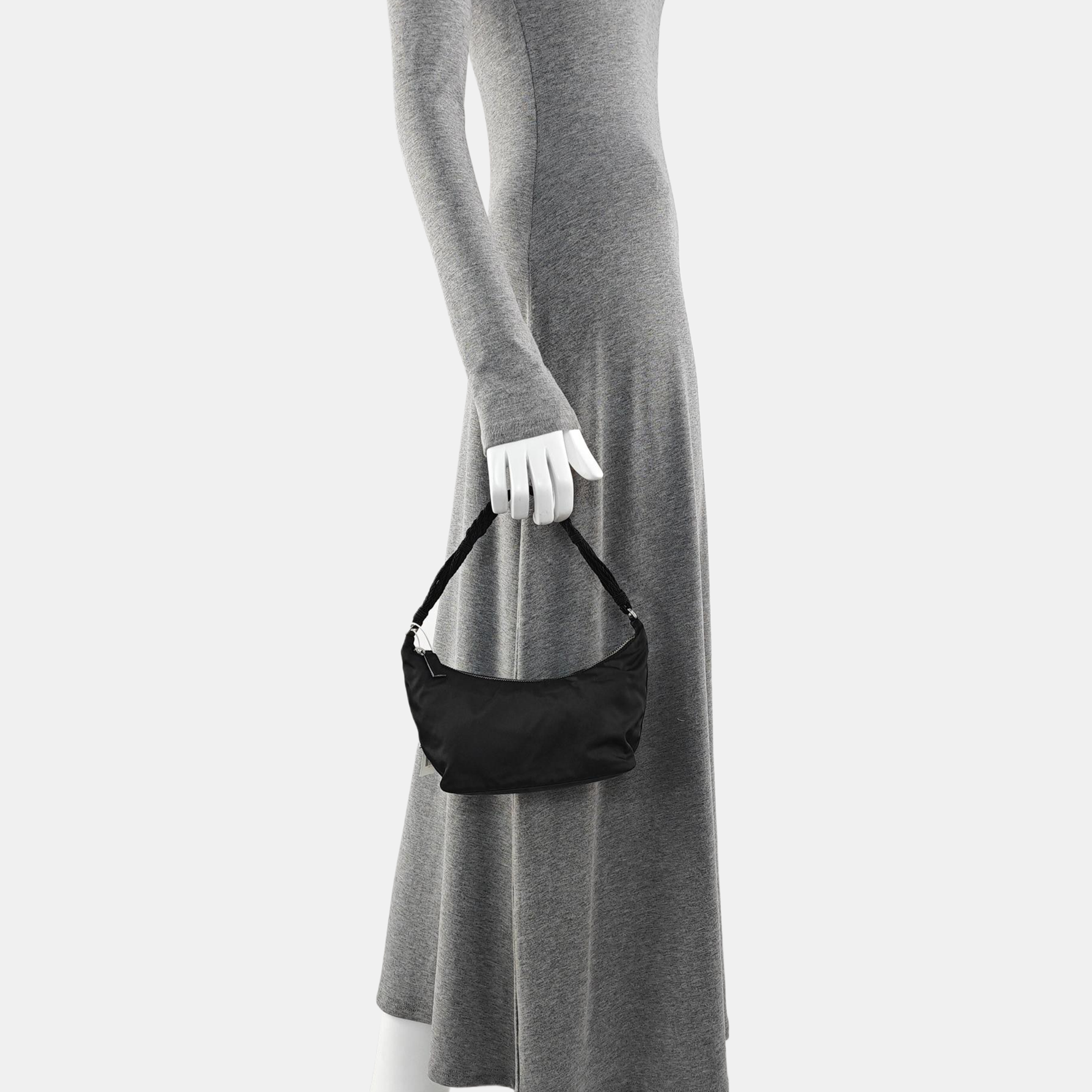 Nylon Top Handle Bag Black