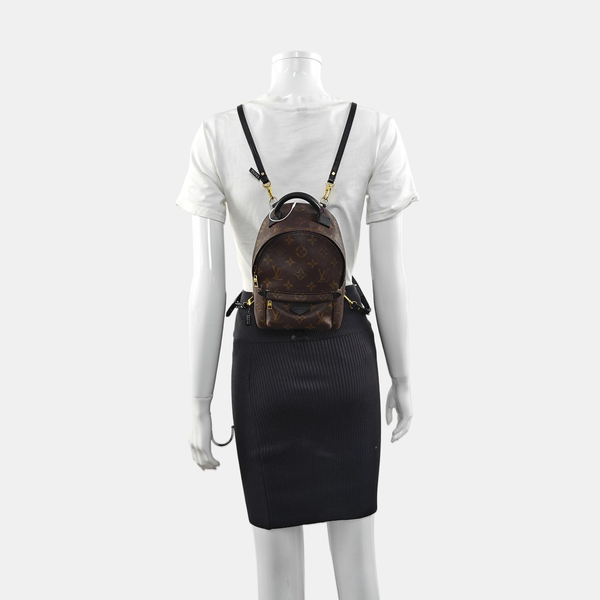 Authenticated pre-owned  PALM SPRINGS Mini Monogram Coated Canvas Brown - Backpack at Looply