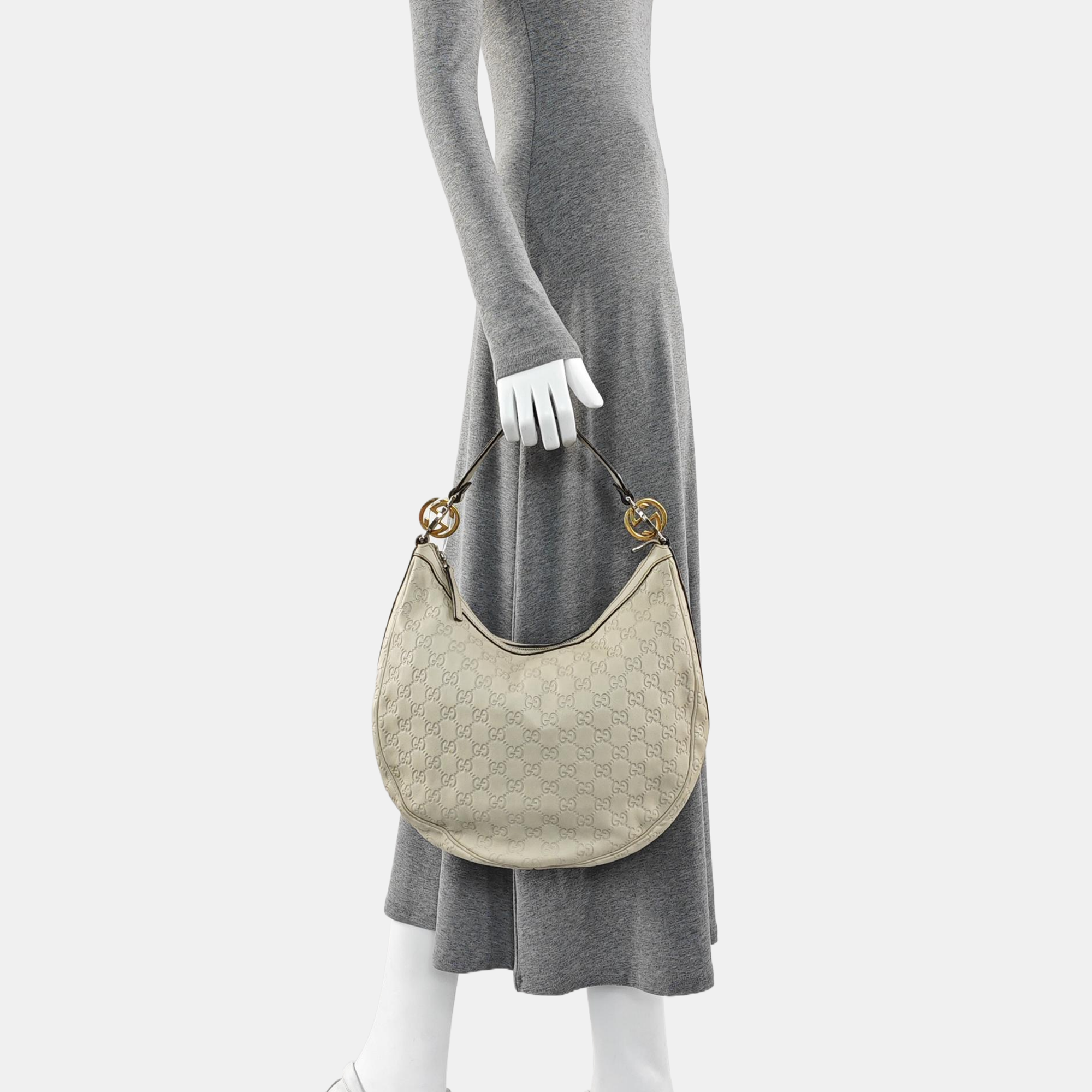 Monogram Leather Top Handle Bag Beige