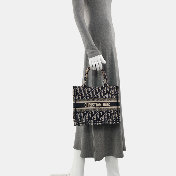 Book Tote Small Oblique Canvas Blue