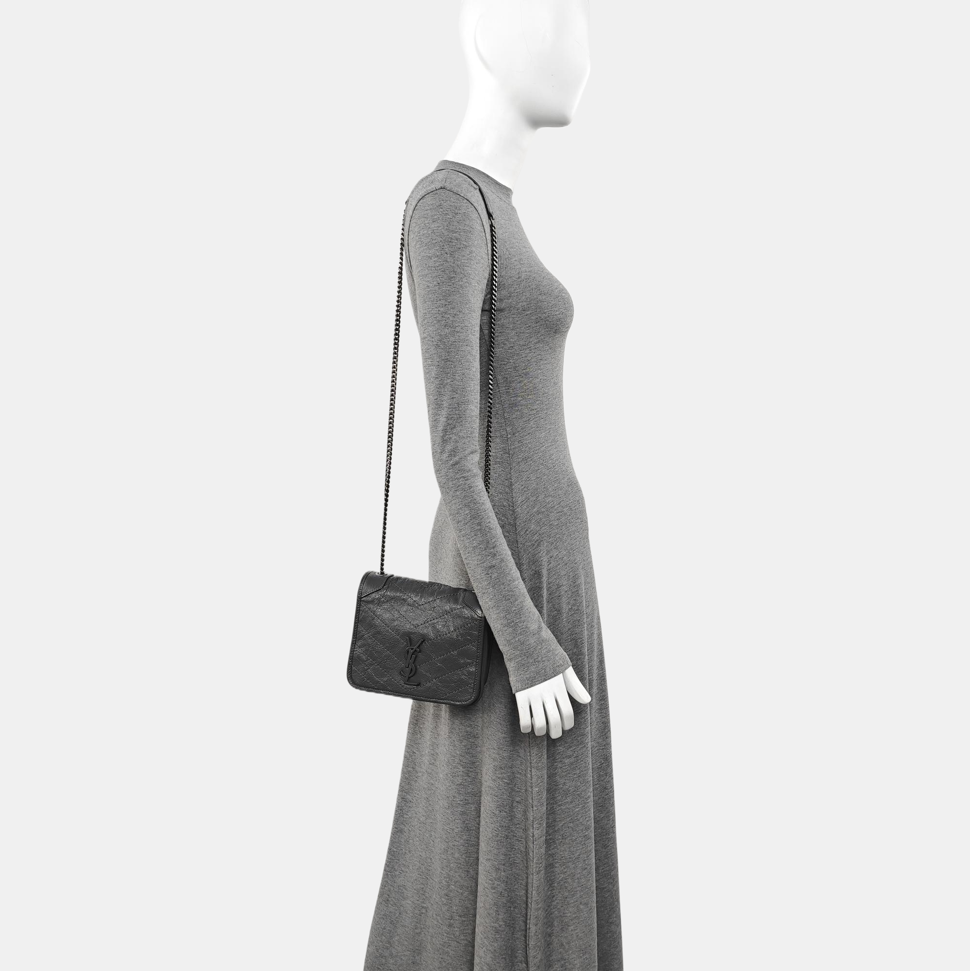 NIKI Mini Chevron Calfskin Gray