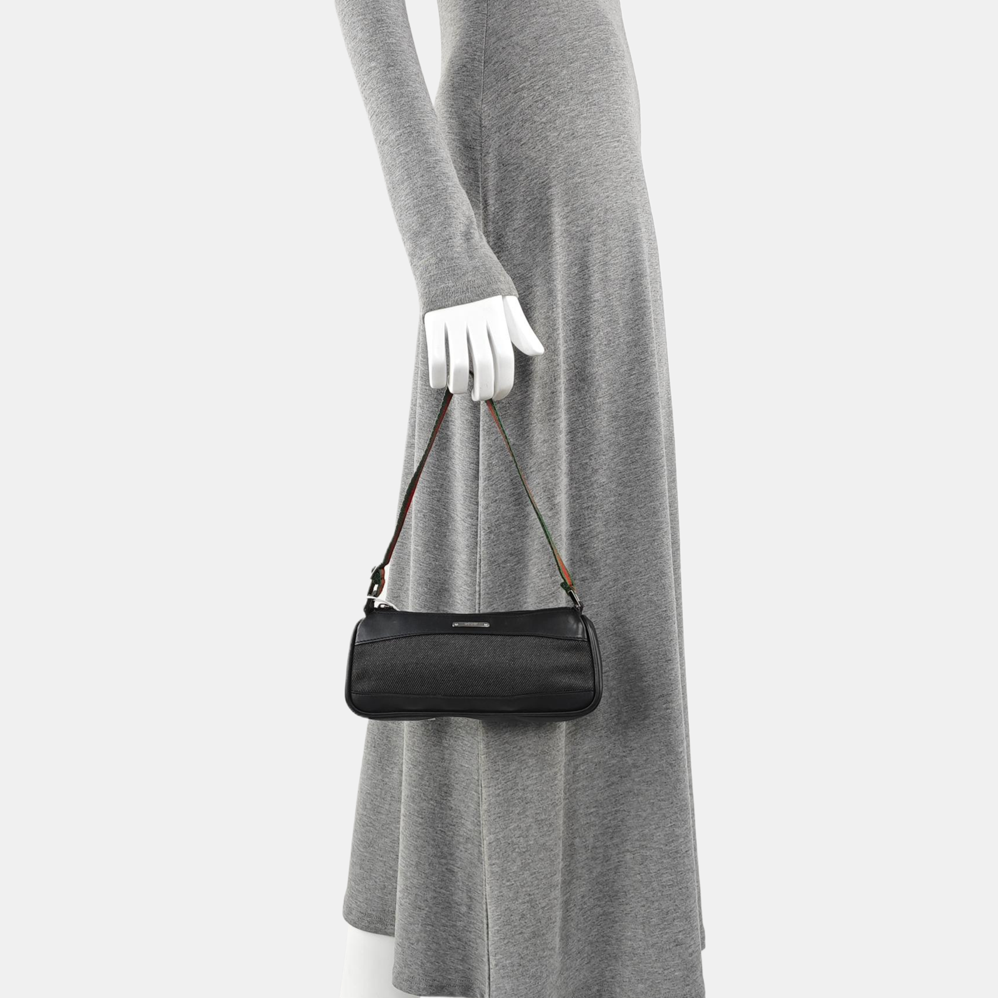 Denim Top Handle Bag Black