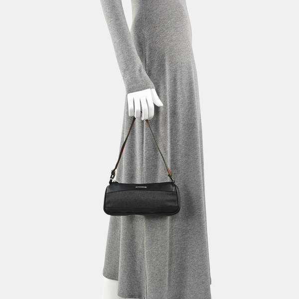Denim Top Handle Bag Black