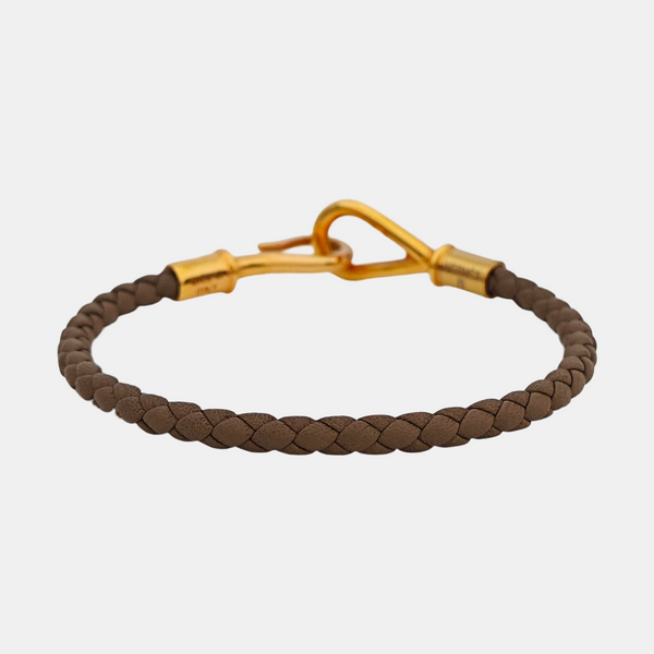 Jumbo Hook Leather Gray Bangle