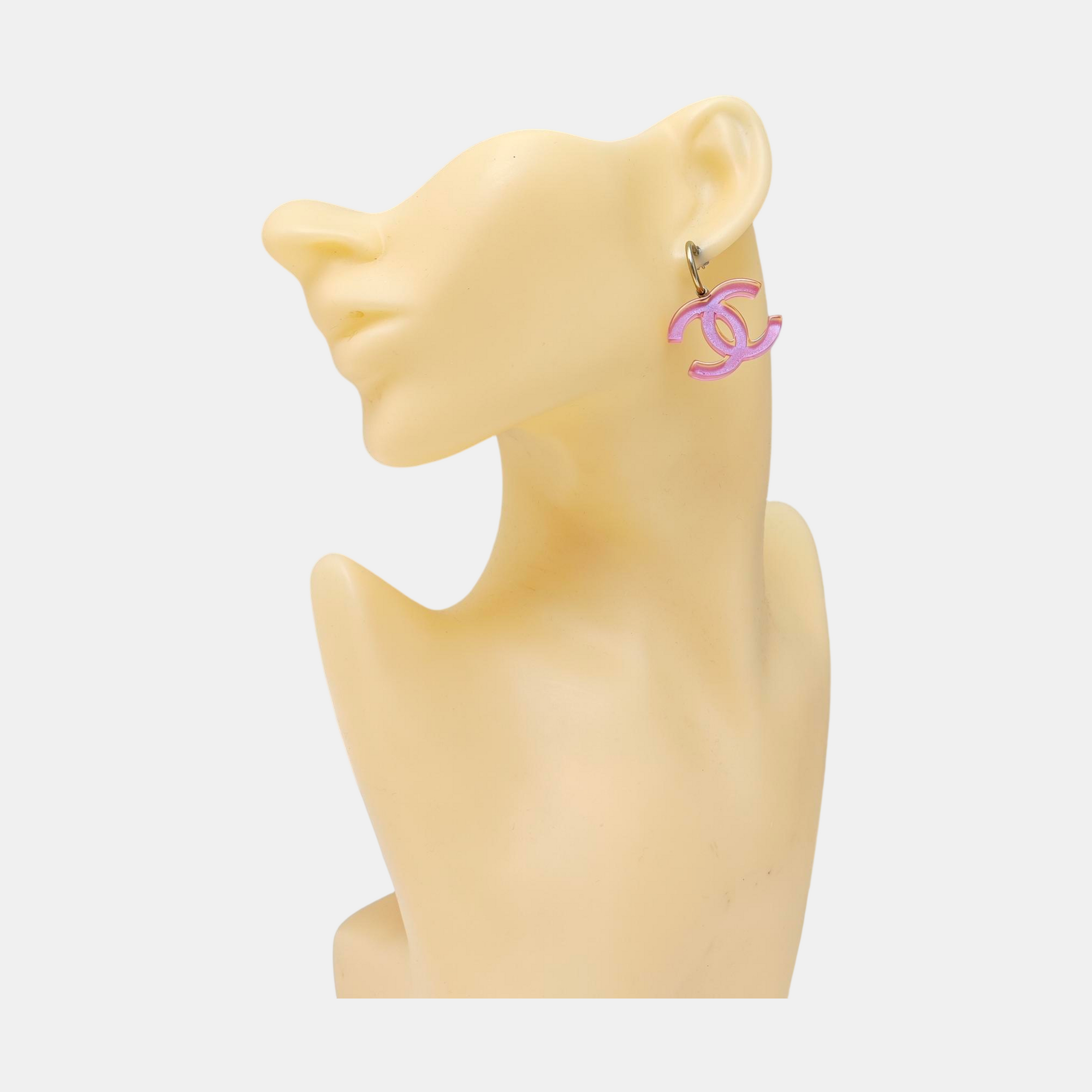 CC Logo Resin Red Stud Earrings