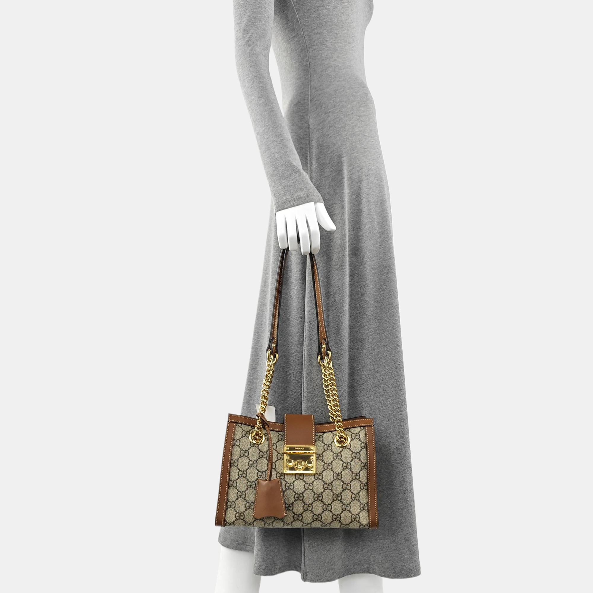 Padlock Small Monogram Coated Canvas Beige