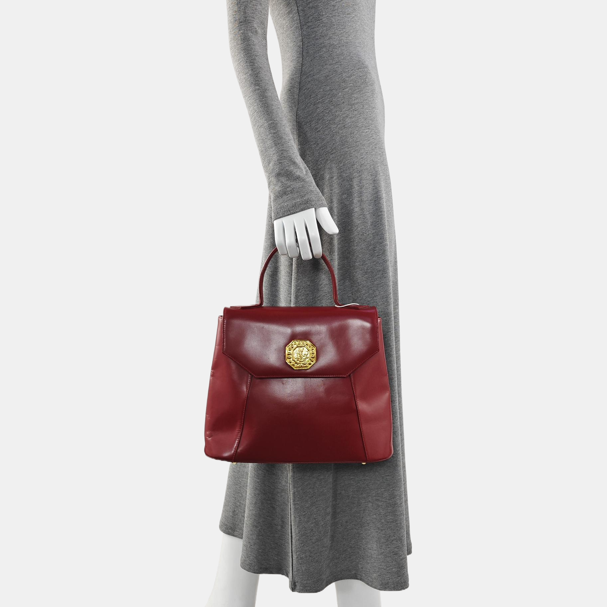 Calfskin Top Handle Bag Red