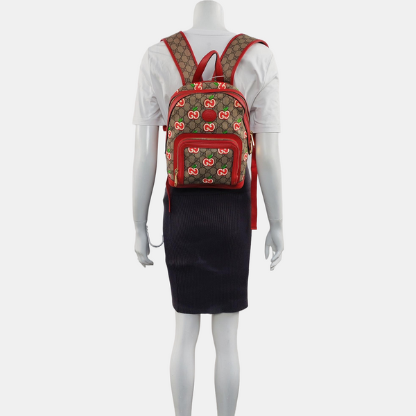 GG Supreme Small Monogram Coated Canvas Beige