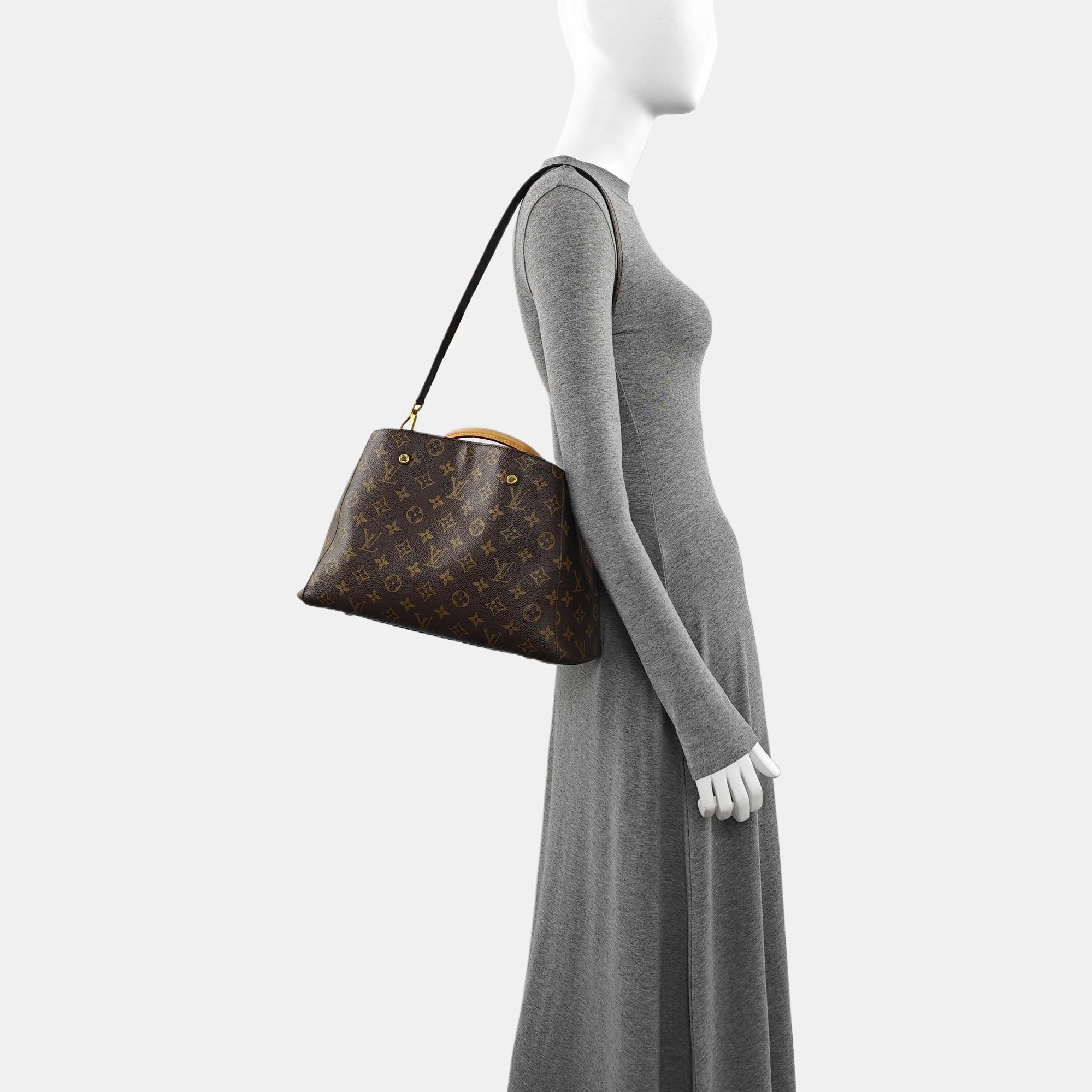 MONTAIGNE MM Monogram Coated Canvas Brown