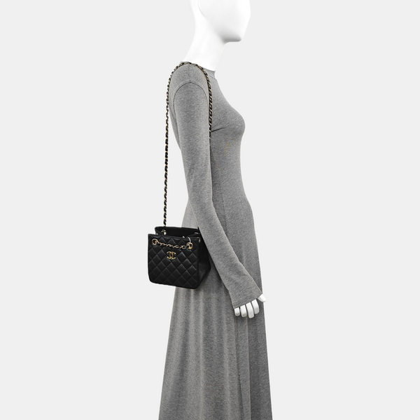 23P TOTE Quilted Grained Calfskin Black