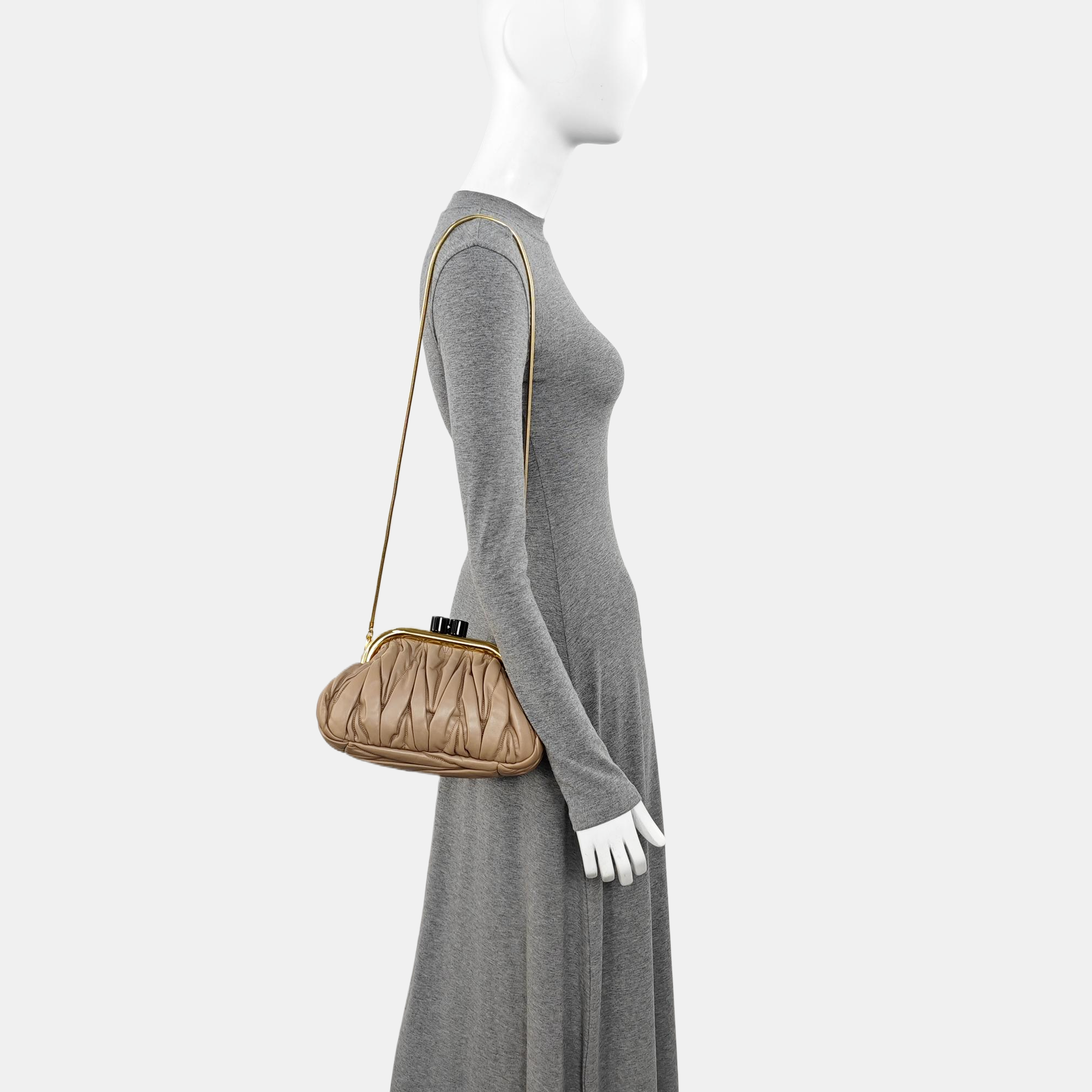 Miu Belle Quilted Lambskin Beige
