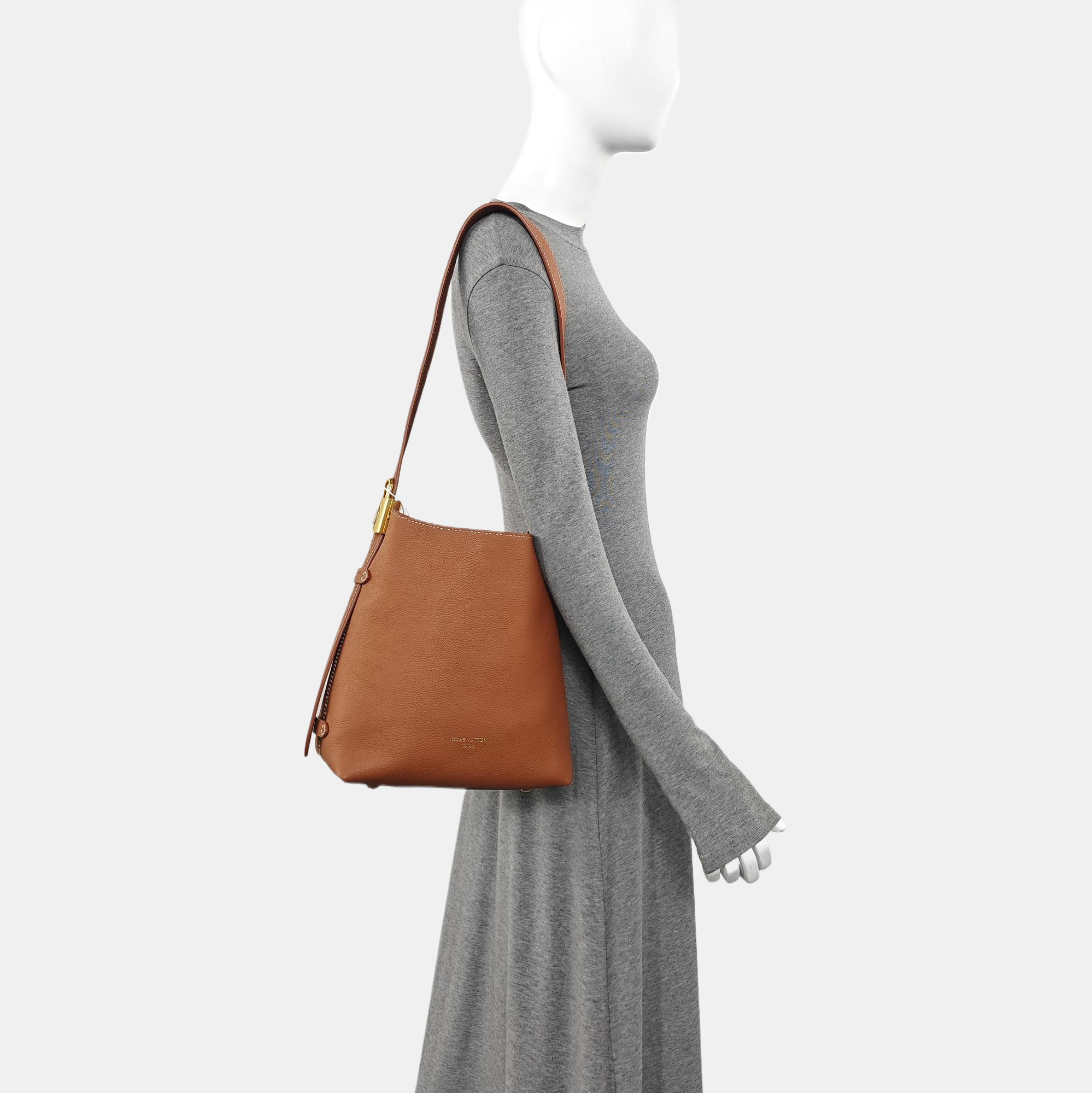LOW KEY HOBO PM Monogram Calfskin Brown