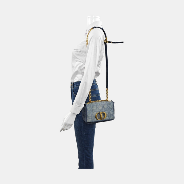 Dior Caro Small Cannage Denim Blue