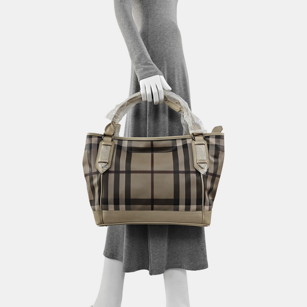 Coated Canvas Top Handle Bag Gray