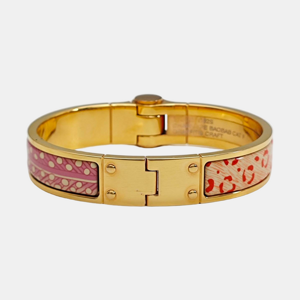 Enamel Hinged Bracelet Metal Gold Bangle