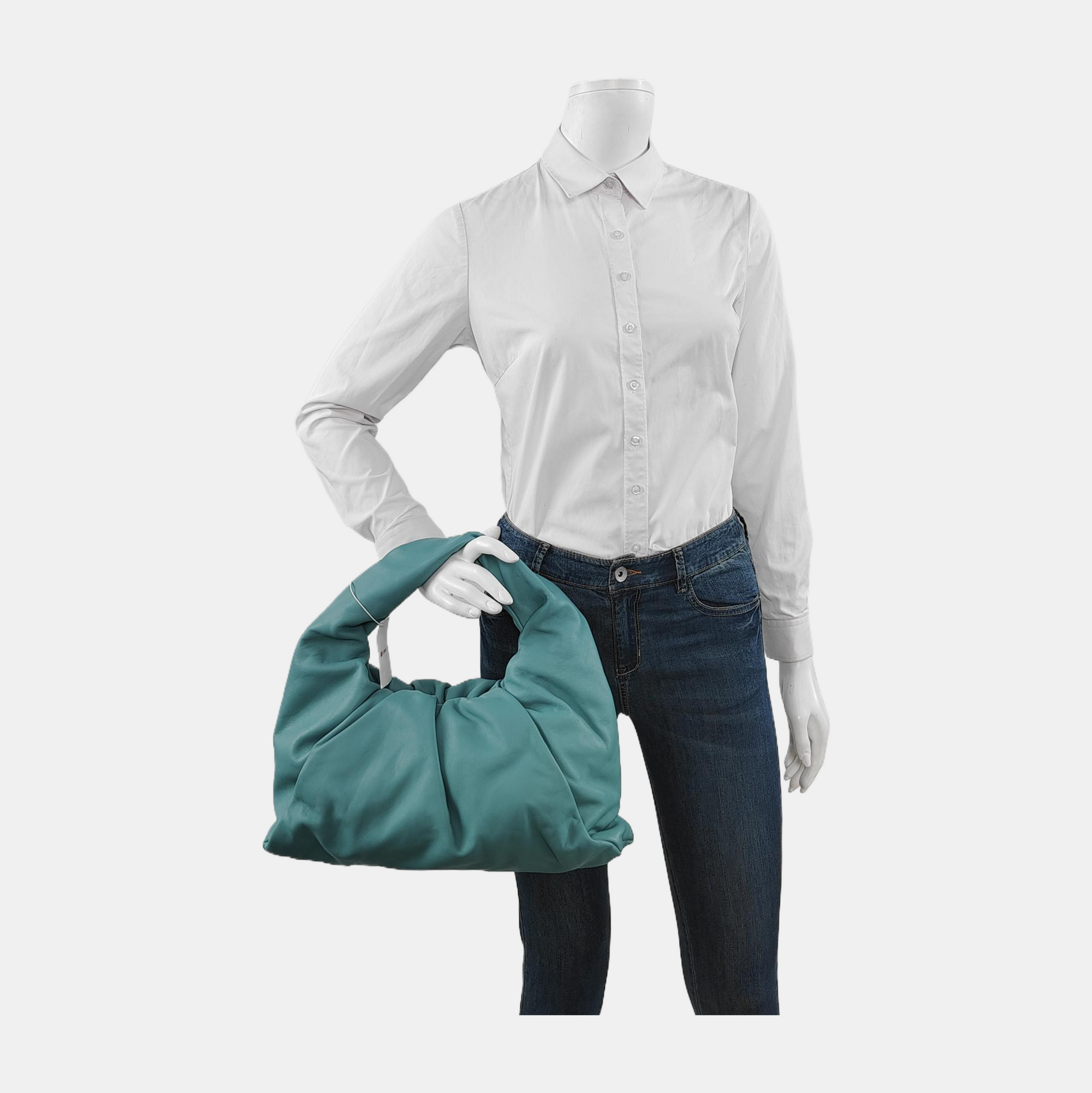 Authenticated pre-owned  The Pouch Calfskin Blue - Top Handle Bag at Looply