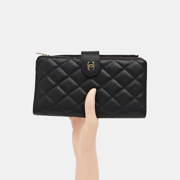 Quilted Lambskin Wallet Large Black