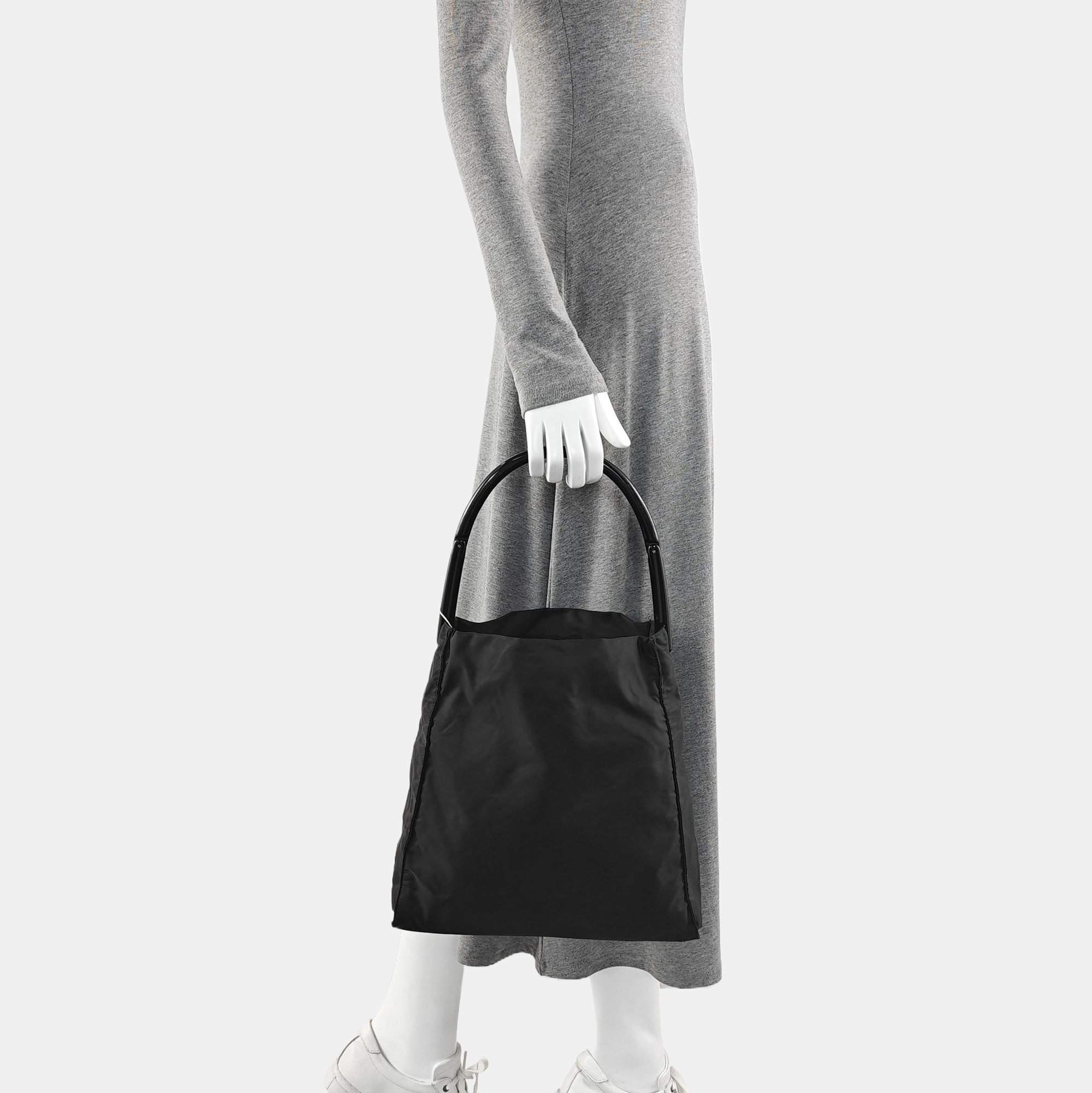 Nylon Top Handle Bag Black