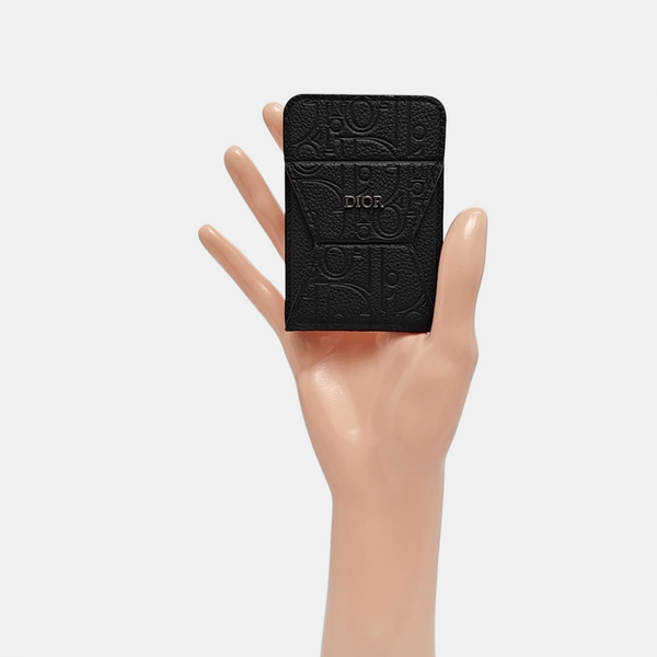 Oblique Calfskin Card Holder Black