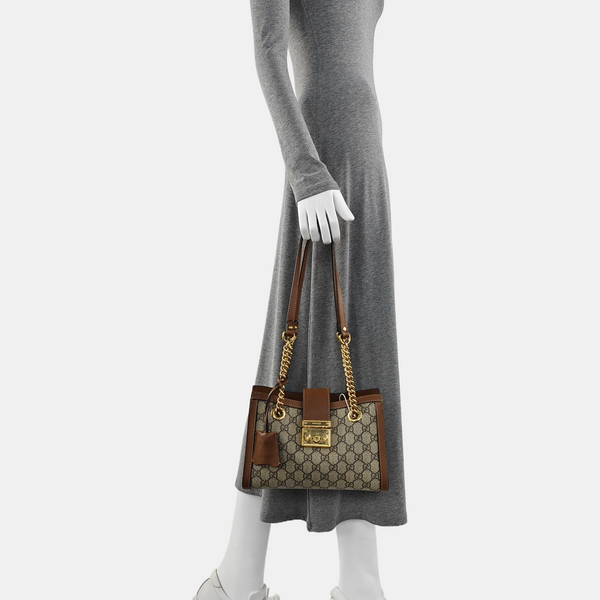 Padlock Small Monogram Coated Canvas Beige