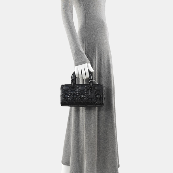Lady D-Joy Small Cannage Patent Leather Black
