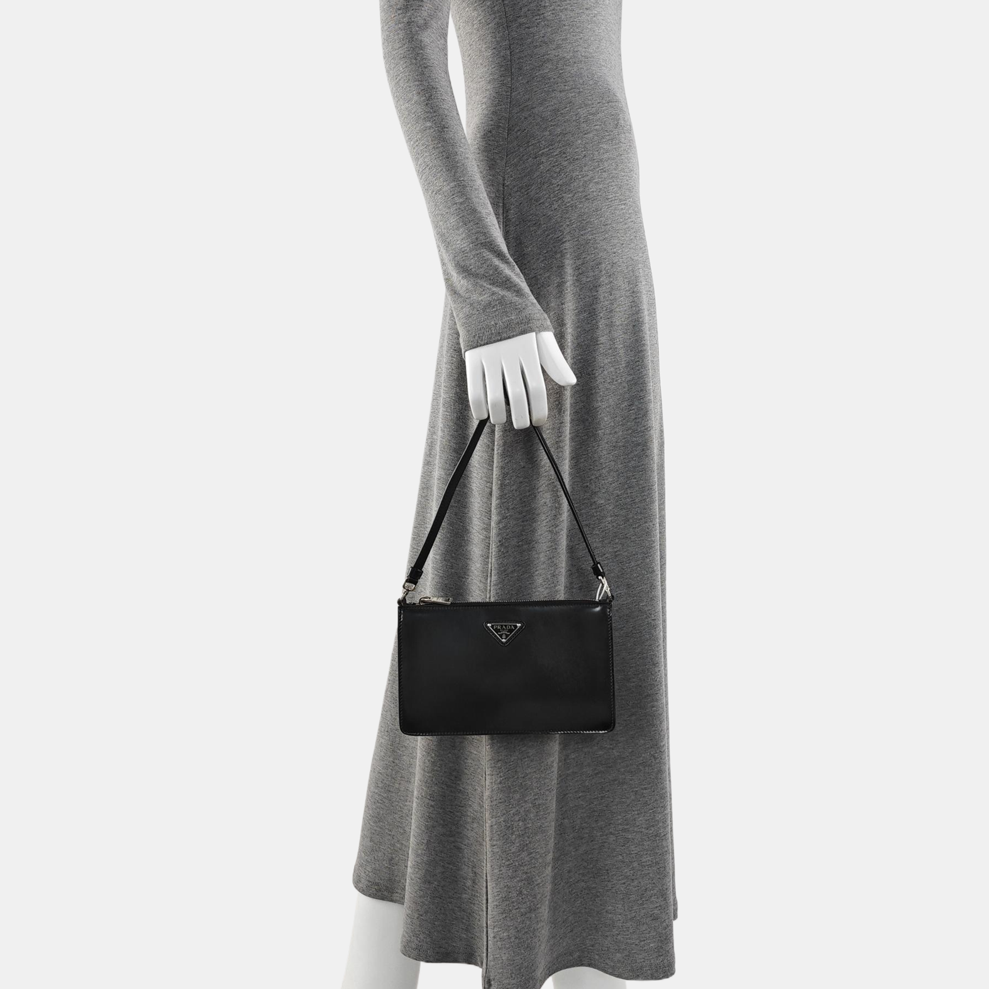 Calfskin Top Handle Bag Mini Black