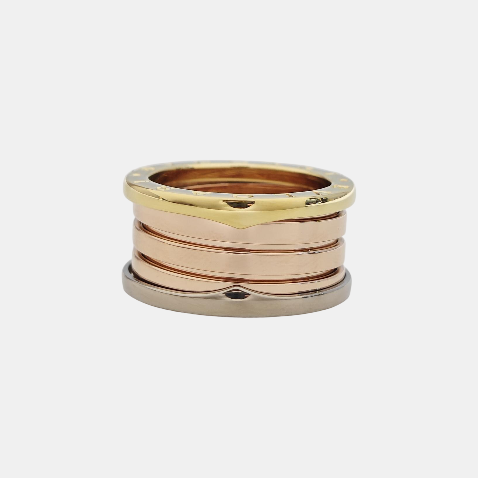 B.ZERO1 18k White Gold Rose Gold Ring EU 55