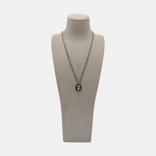 Lion Head Metal Gray Necklace