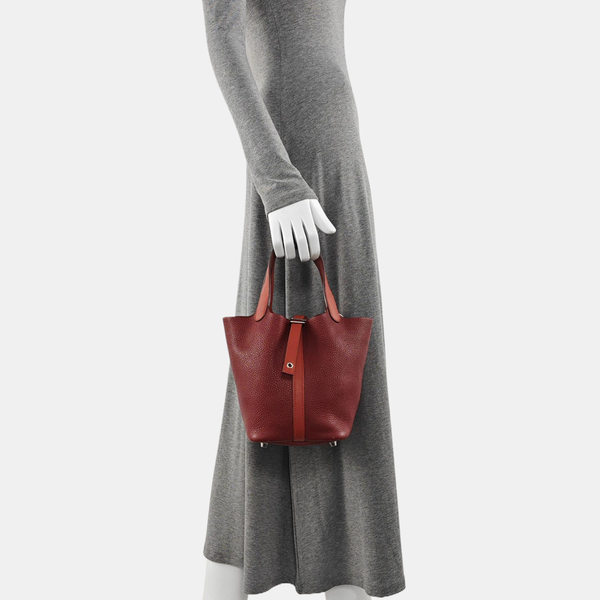 Authenticated pre-owned  Picotin Lock 18 Clemence Red - Bucket Bag at Looply