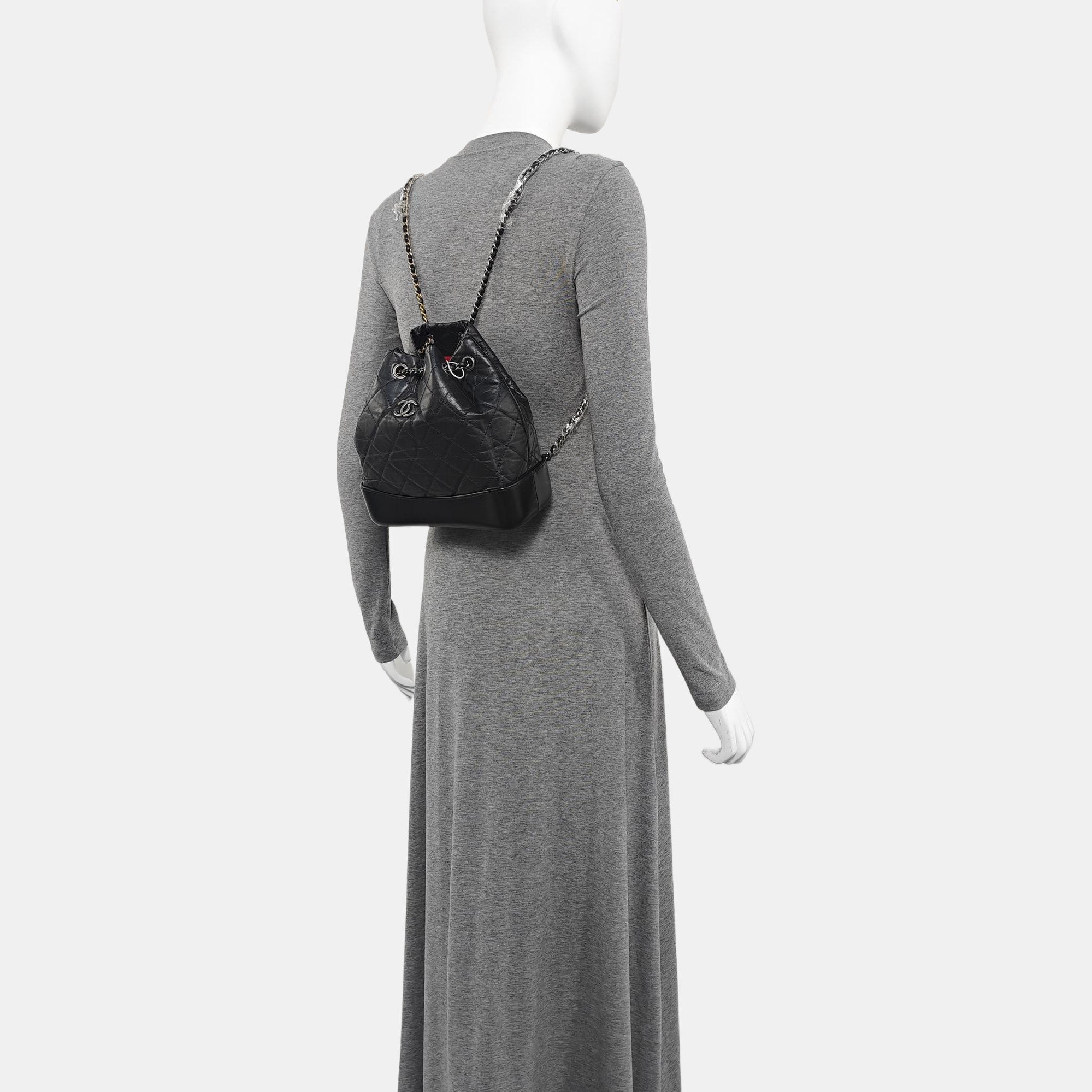 Quilted Calfskin Bucket Bag Black