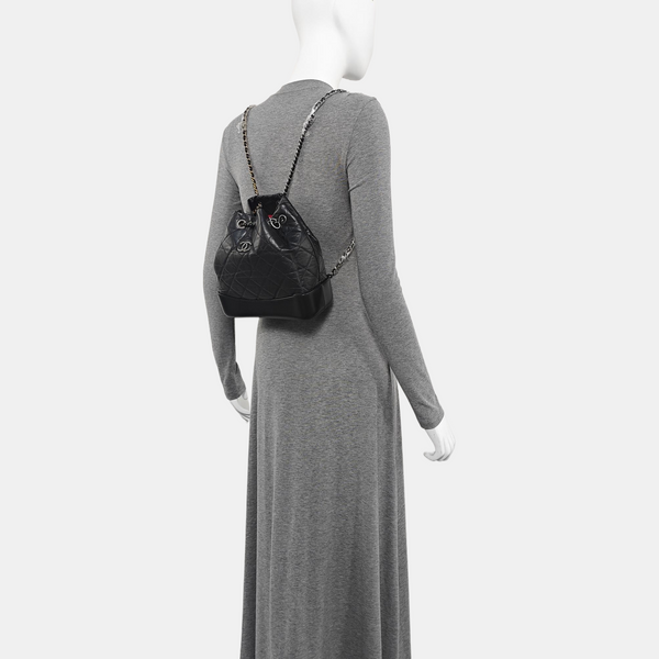 Quilted Calfskin Bucket Bag Black